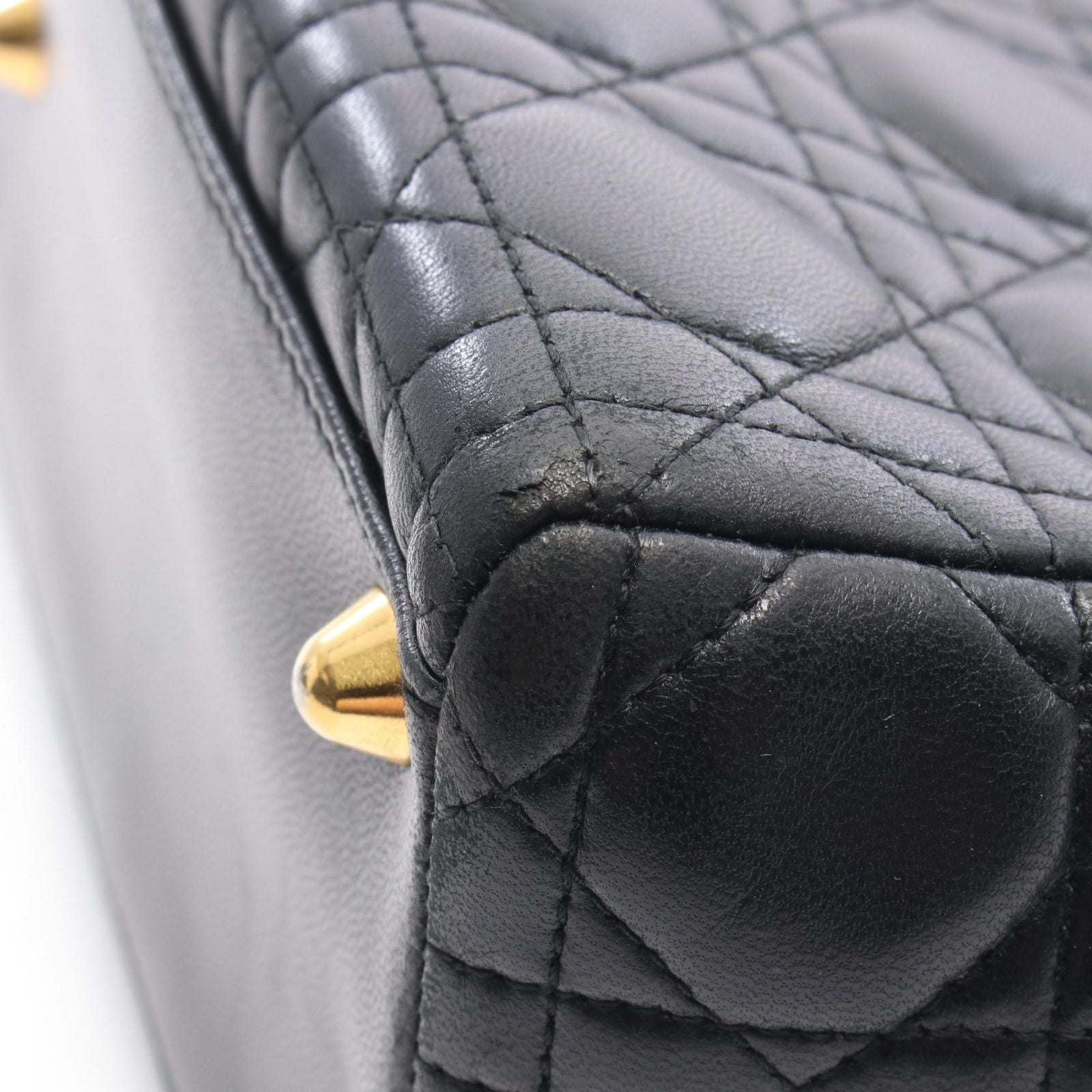 Dior Lady Dior Large 2-Way Black Leather Lady Dior Tote Bag — view 6