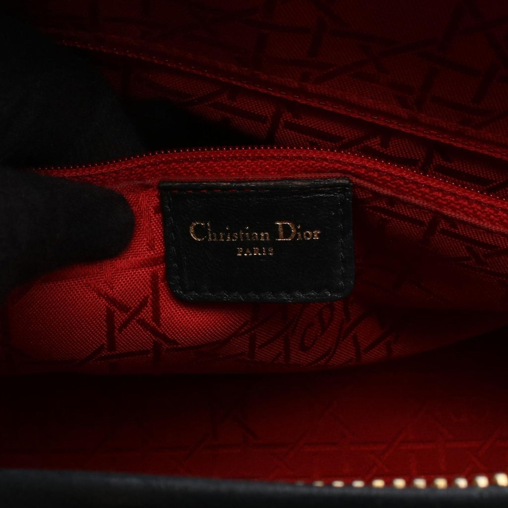 Dior Lady Dior Large 2-Way Black Leather Lady Dior Tote Bag — view 4
