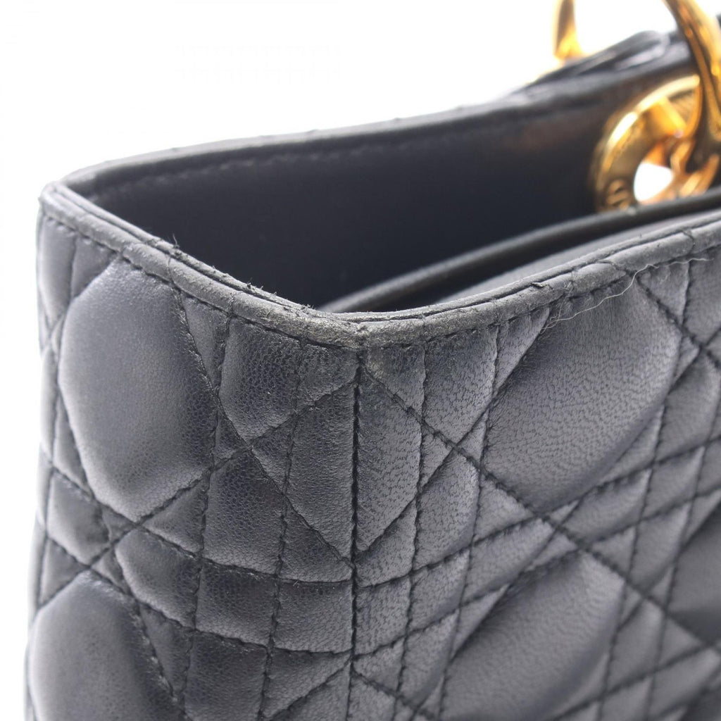 Dior Lady Dior Large 2-Way Black Leather Lady Dior Tote Bag — view 7