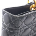 Dior Lady Dior Large 2-Way Black Leather Lady Dior Tote Bag — view 7