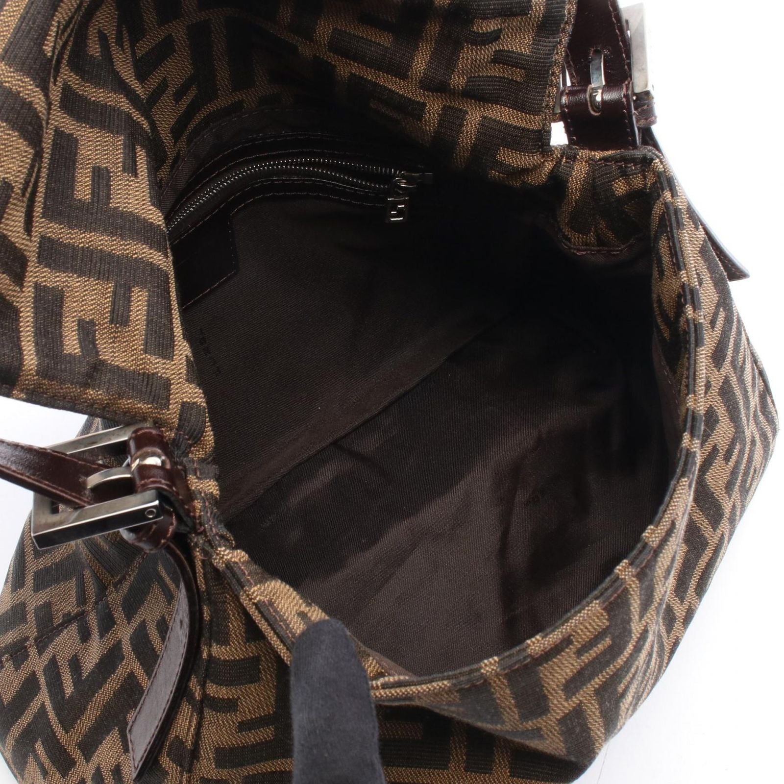 Fendi Zucca Mamma Bucket Brown Black Canvas Leather Handbag — view 3