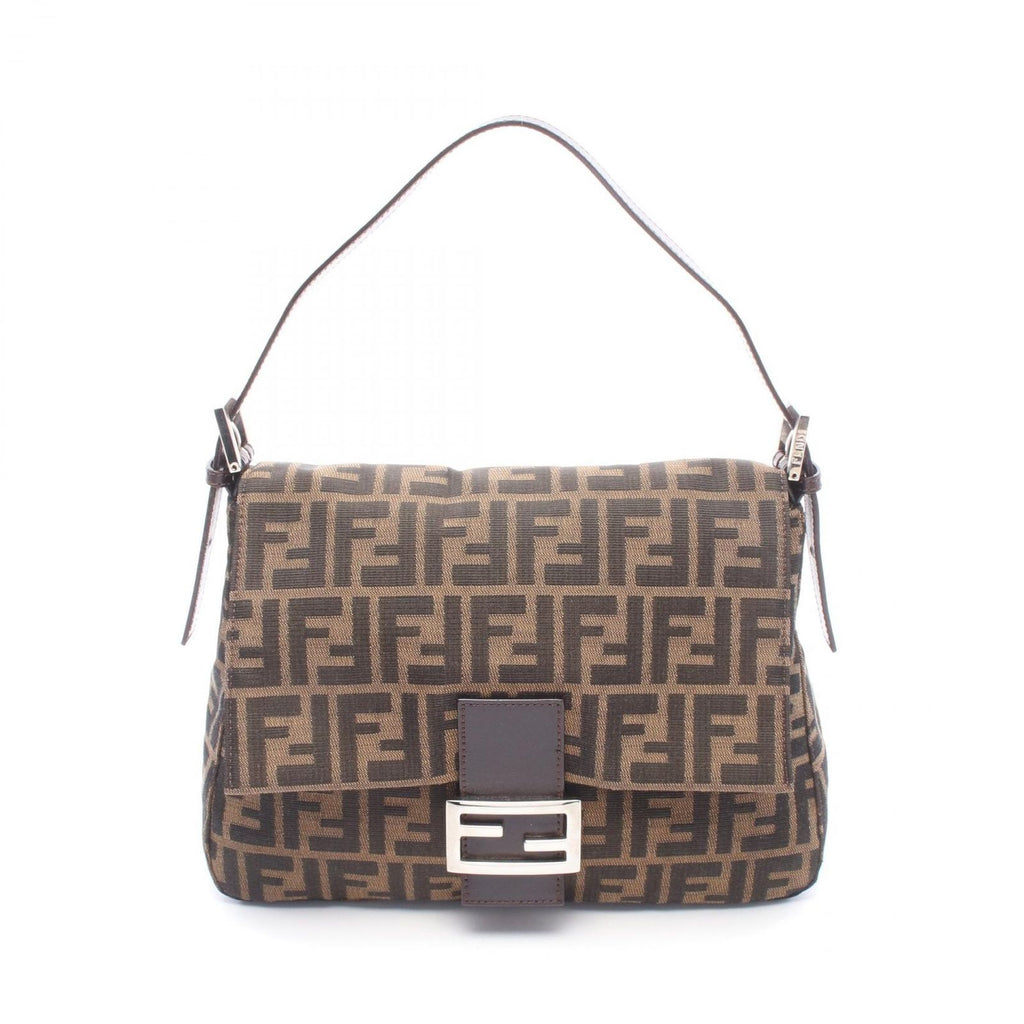 Fendi Zucca Mamma Bucket Brown Black Canvas Leather Handbag