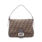 Fendi Zucca Mamma Bucket Brown Black Canvas Leather Handbag