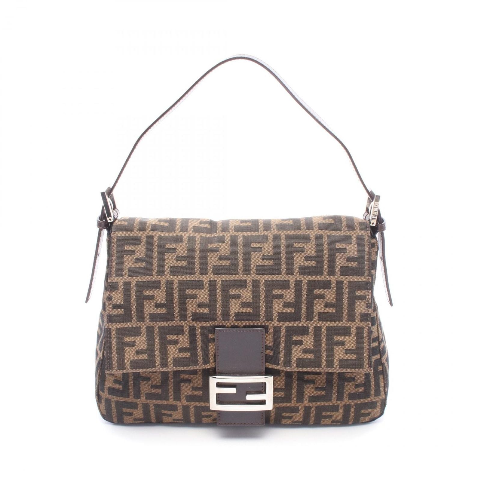 Fendi Zucca Mamma Bucket Brown Black Canvas Leather Handbag