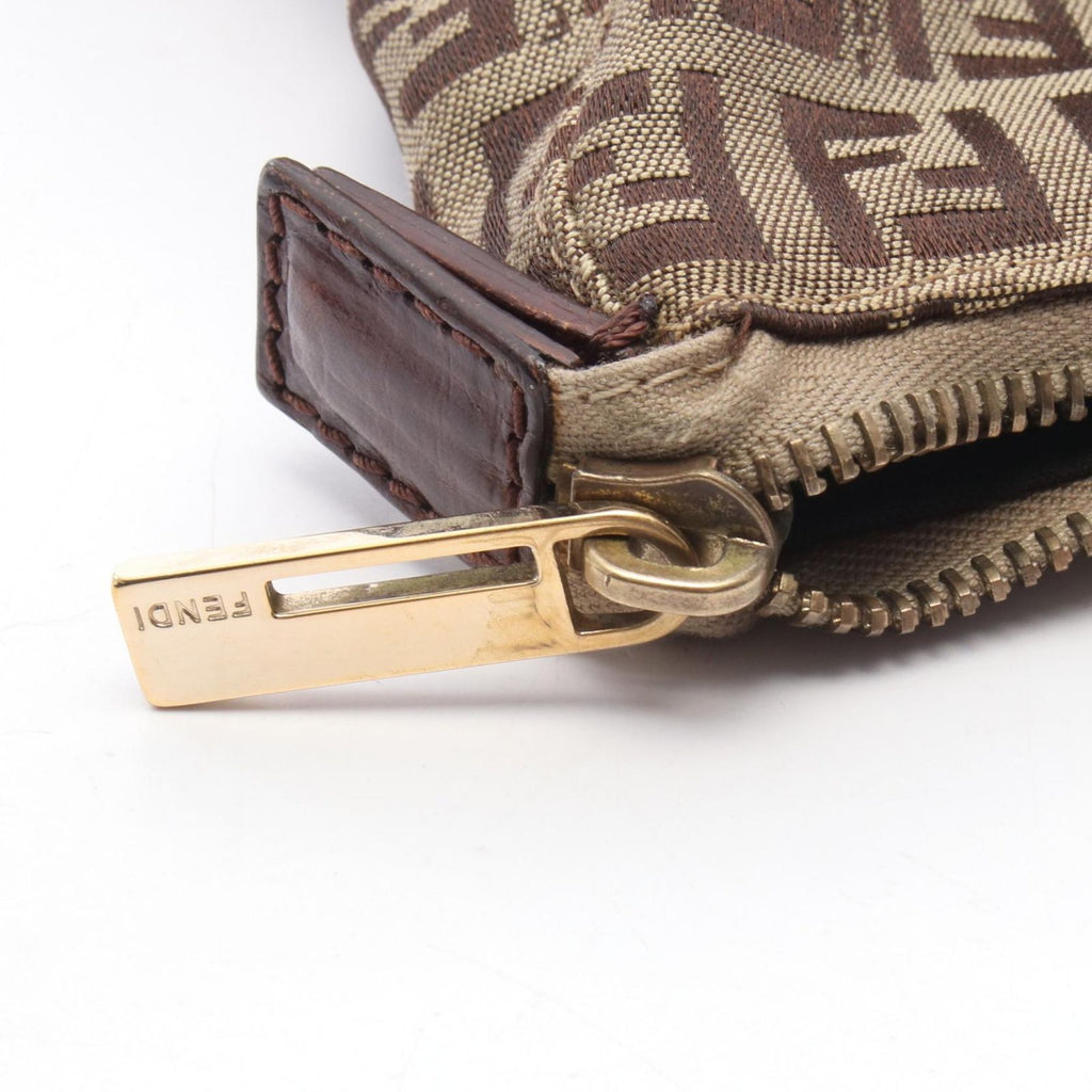 Fendi Tote Bag Zucchino Beige Brown Canvas Leather — view 6