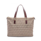 Fendi Tote Bag Zucchino Beige Brown Canvas Leather