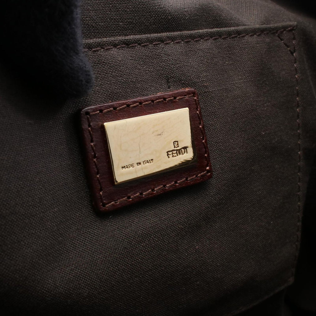 Fendi Tote Bag Zucchino Beige Brown Canvas Leather — view 4