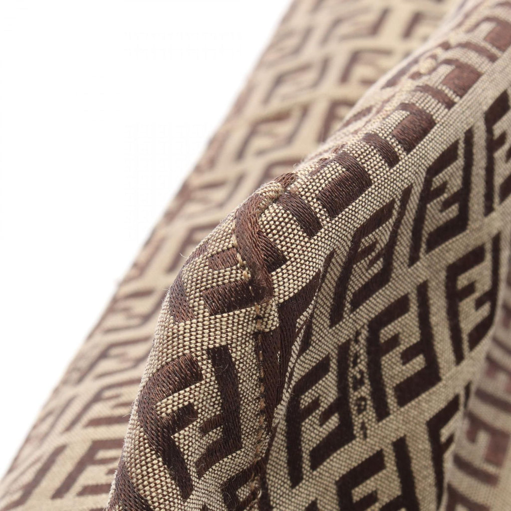 Fendi Tote Bag Zucchino Beige Brown Canvas Leather — view 8