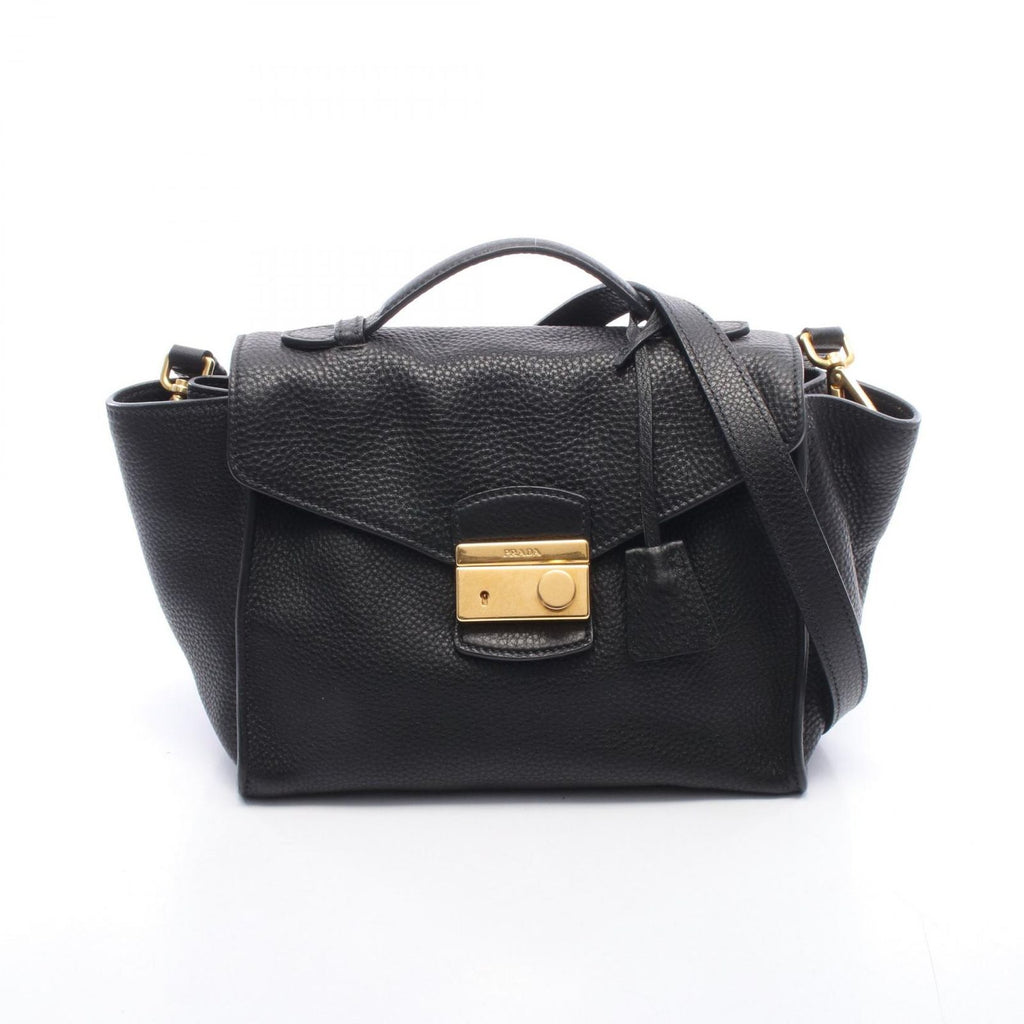 Prada Vitello Daino 2-Way Black Leather Handbag