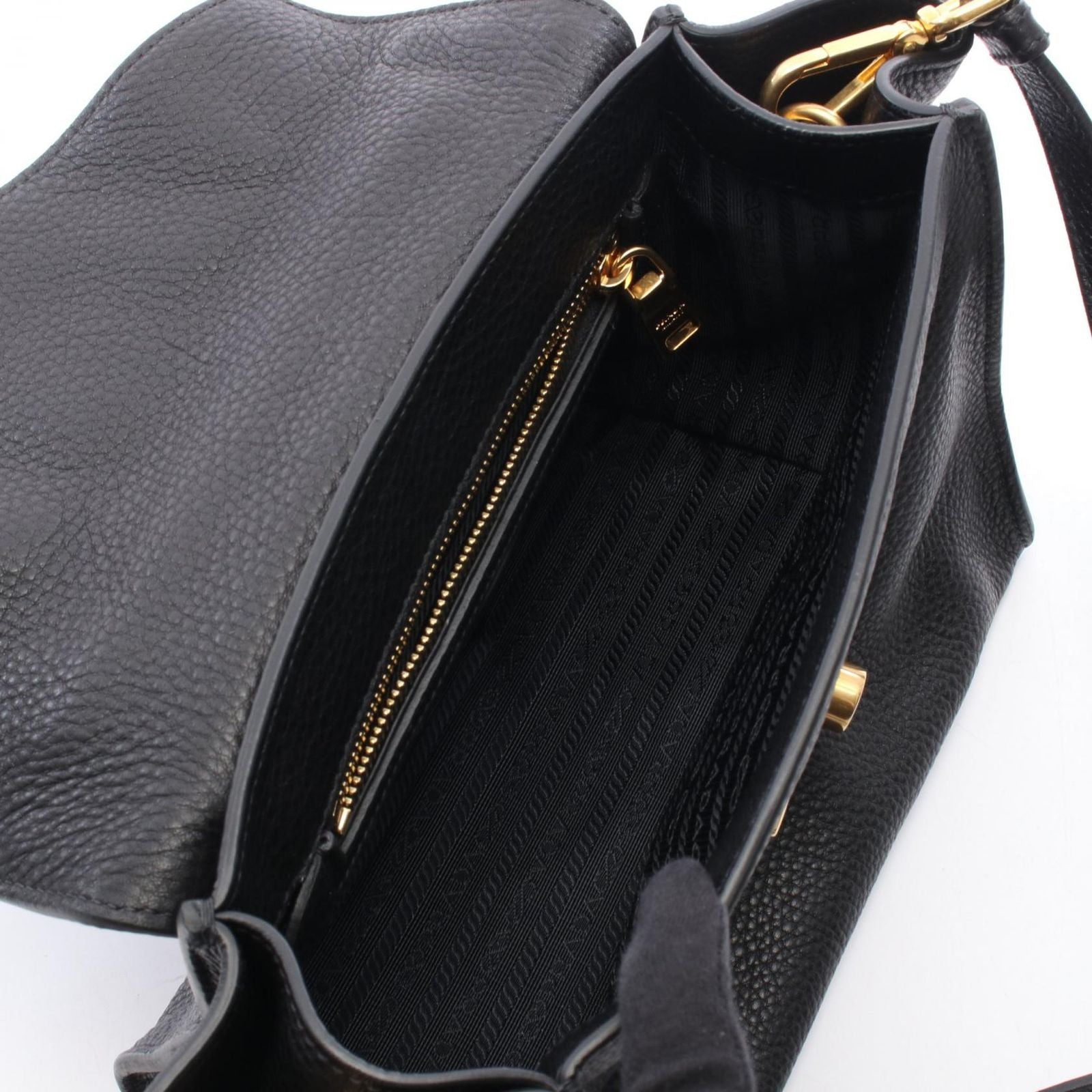 Prada Vitello Daino 2-Way Black Leather Handbag — view 3
