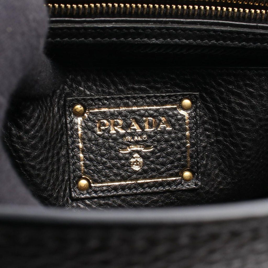 Prada Vitello Daino 2-Way Black Leather Handbag — view 4