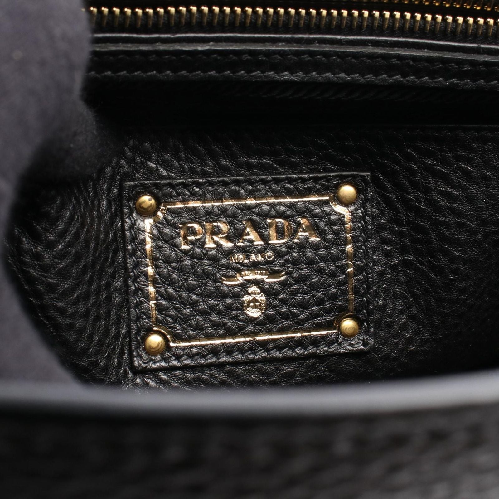 Prada Vitello Daino 2-Way Black Leather Handbag — view 4