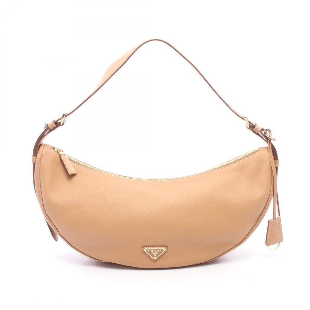 Prada Shoulder Bag Demi Lune Large Beige Leather