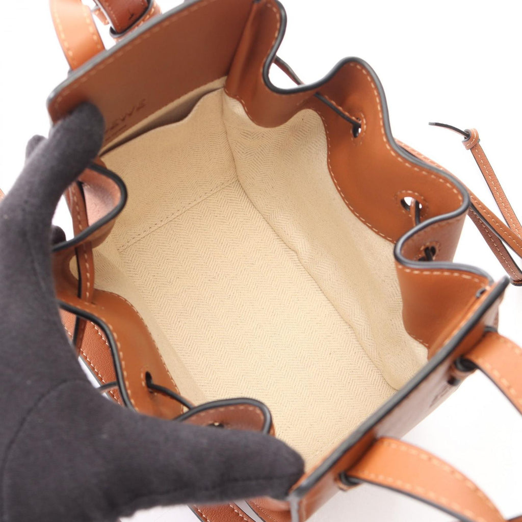 Loewe Handbag Hammock Drawstring Bag Mini 2-Way Brown Leather — view 3