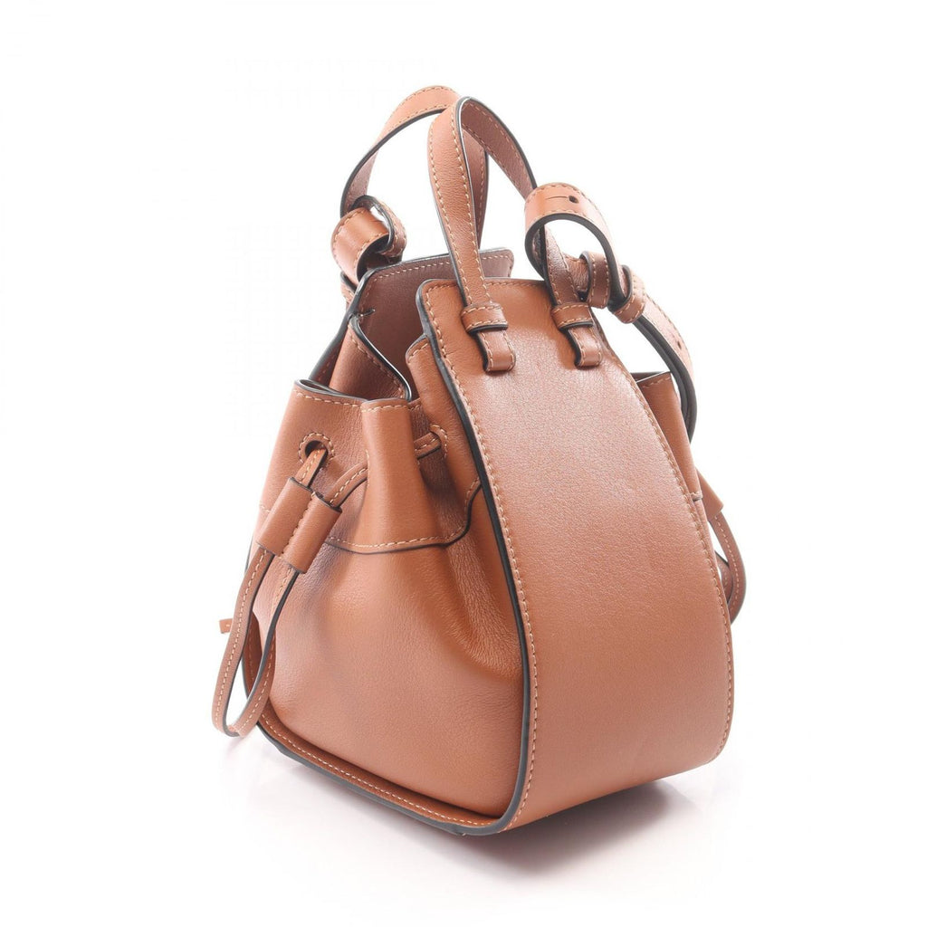 Loewe Handbag Hammock Drawstring Bag Mini 2-Way Brown Leather — view 2