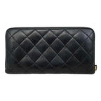 Chanel Wallet Classic Long Zip Quilted Caviar Leather CC Logo Black Gold — view 2