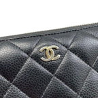 Chanel Wallet Classic Long Zip Quilted Caviar Leather CC Logo Black Gold — view 5