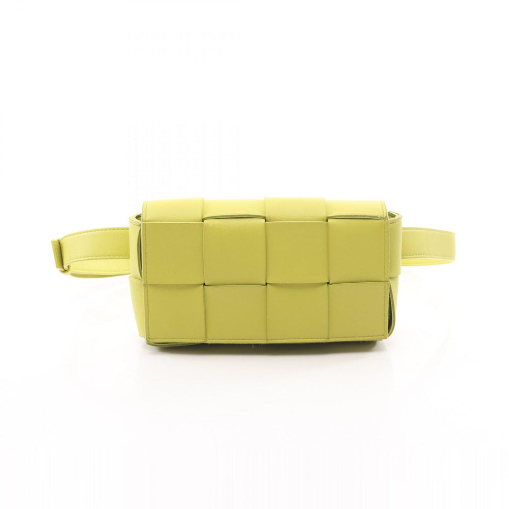 Bottega Veneta Waist Bag Cassette Maxi Intrecciato Yellow Green Leather