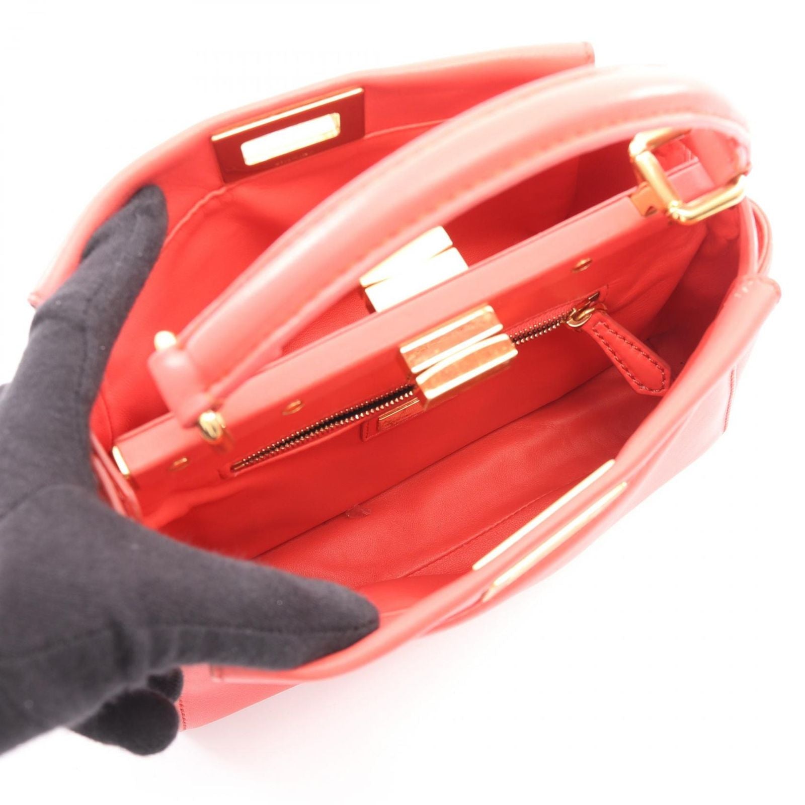 Fendi Mini Peekaboo 2-Way Salmon Pink Leather Handbag — view 3