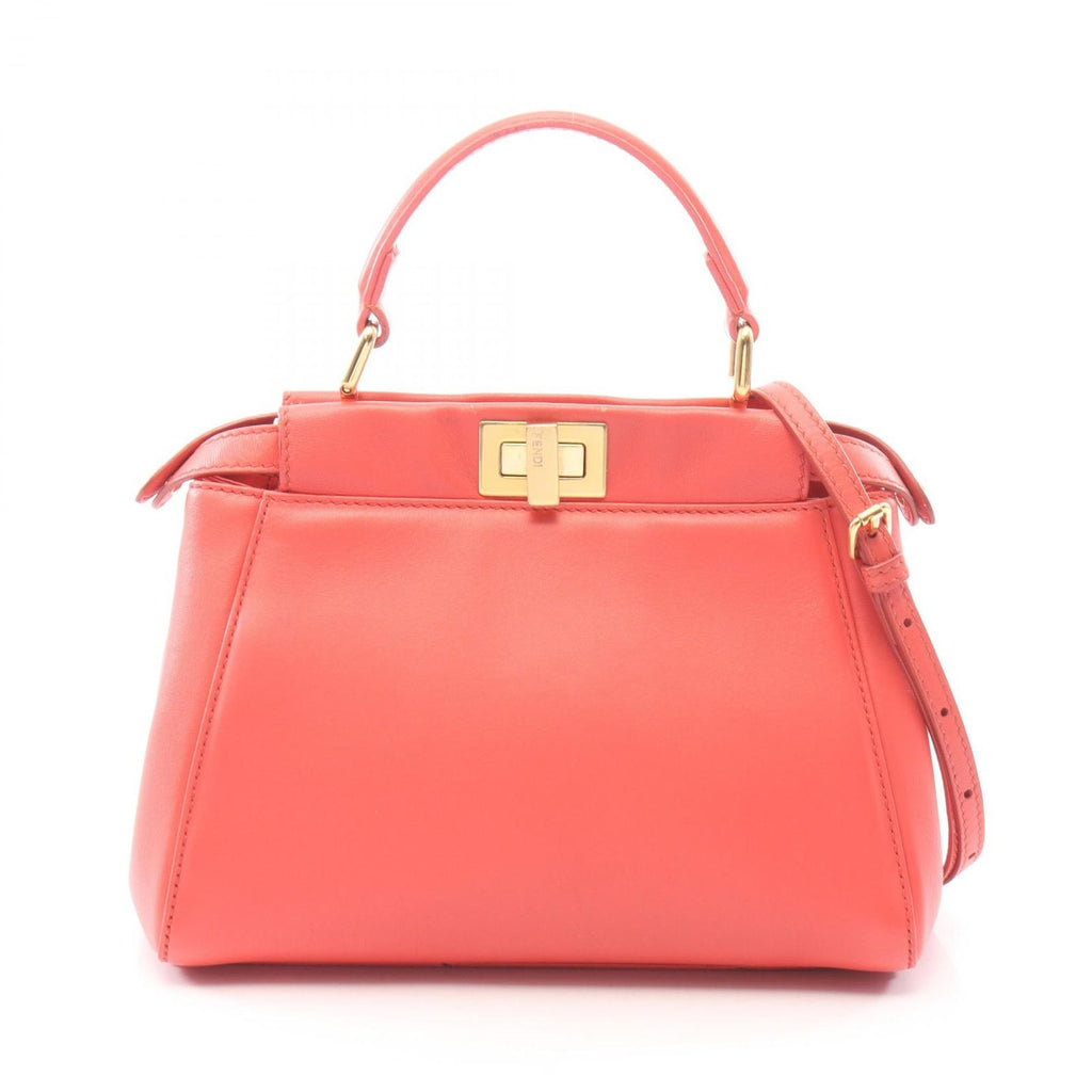 Fendi Mini Peekaboo 2-Way Salmon Pink Leather Handbag