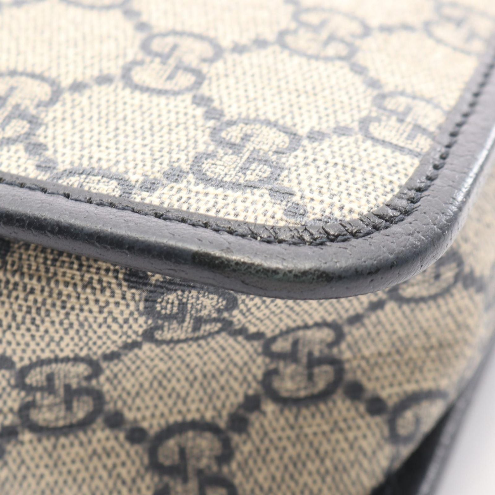 Gucci Shoulder Bag Interlocking GG Supreme Navy Ivory Canvas Leather Retro Mini — view 6