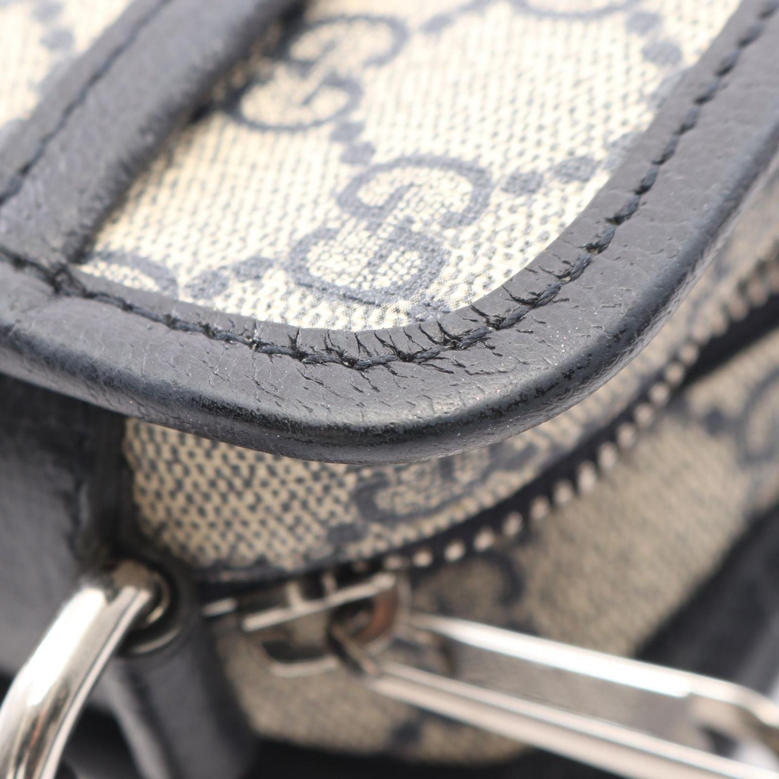 Gucci Shoulder Bag Interlocking GG Supreme Navy Ivory Canvas Leather Retro Mini — view 7