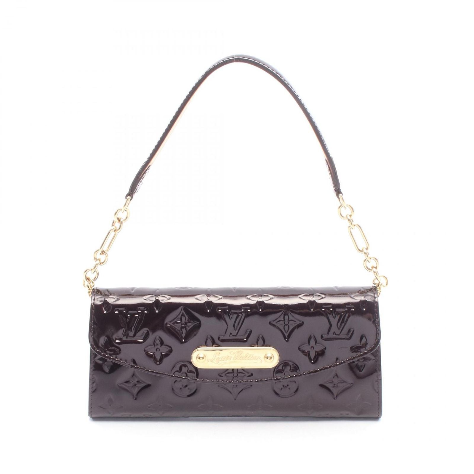 Louis Vuitton Shoulder Bag Sunset Blue Bird Monogram Vernis Amarante Leather