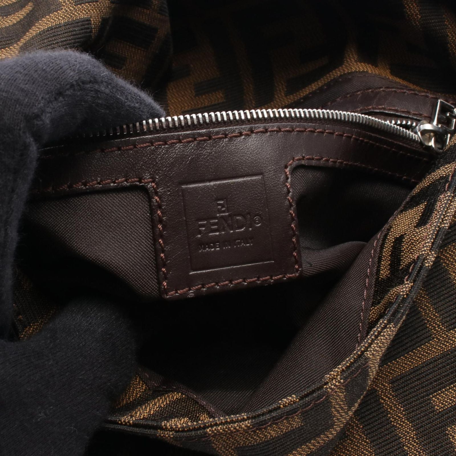 Fendi Mamma Bucket Brown Black Canvas Leather Zucca Handbag — view 4
