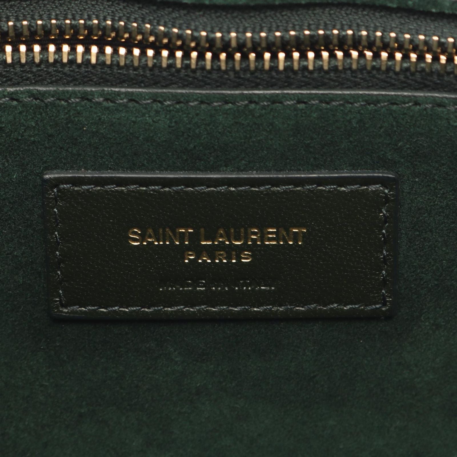 Saint Laurent Paris le 5 7 le Cassette Dark Green Leather Handbag — view 4