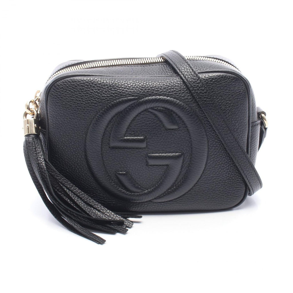 Gucci Shoulder Bag Soho Edge Coating GG Interlocking Black Leather Small