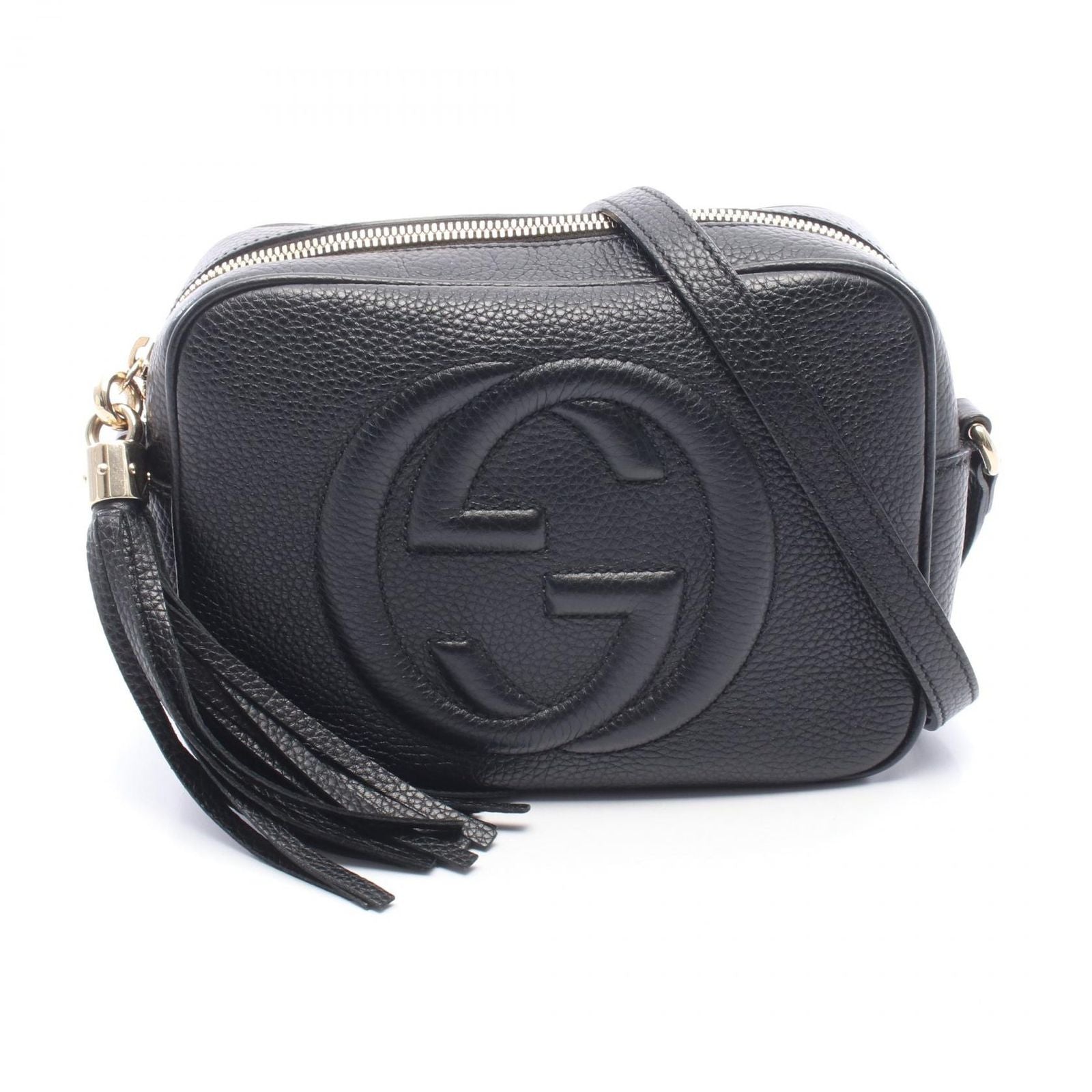 Gucci Shoulder Bag Soho Edge Coating GG Interlocking Black Leather Small