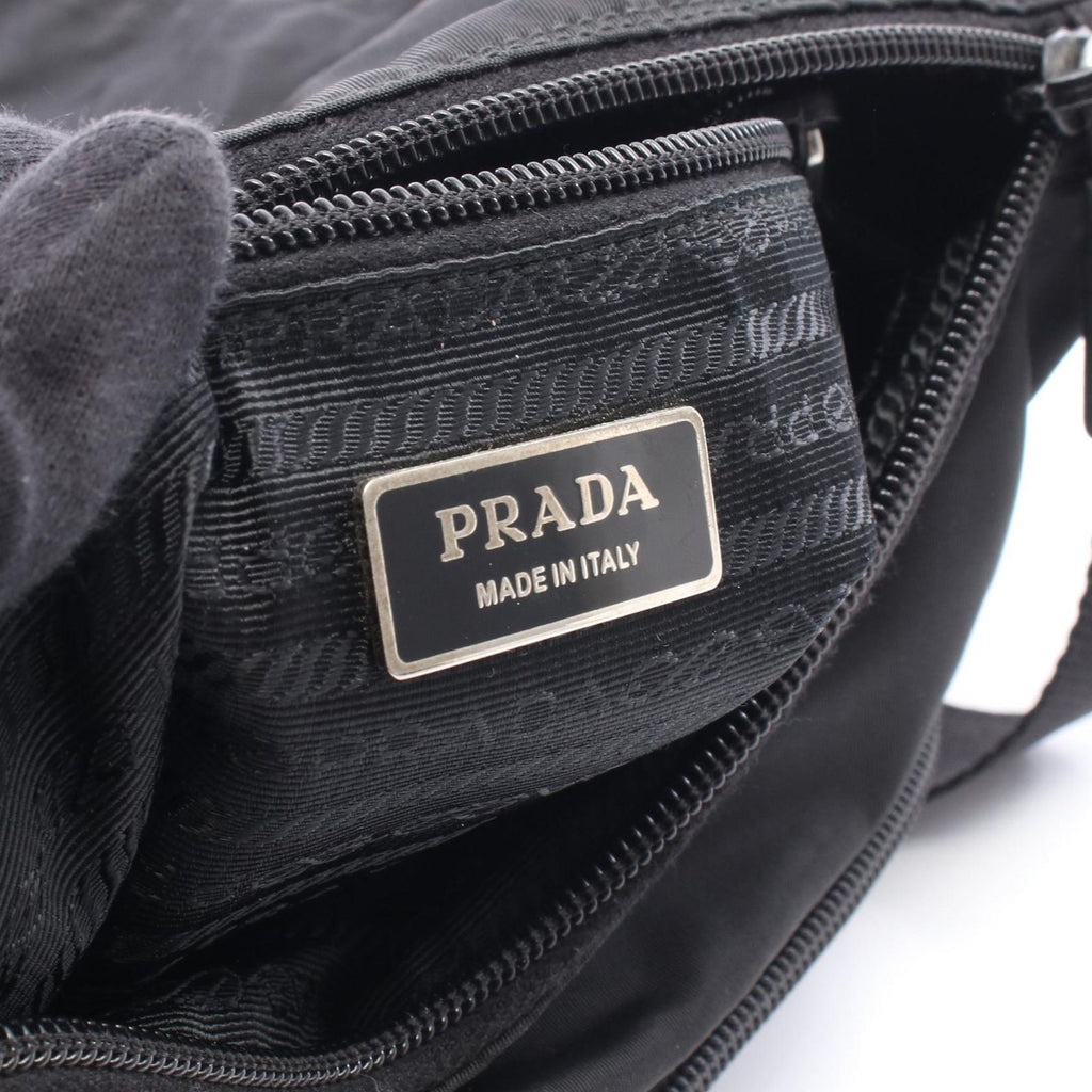 Prada Shoulder Bag Triangle Logo Bag Black Nylon Leather — view 4