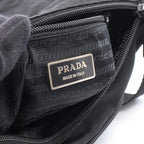 Prada Shoulder Bag Triangle Logo Bag Black Nylon Leather — view 4