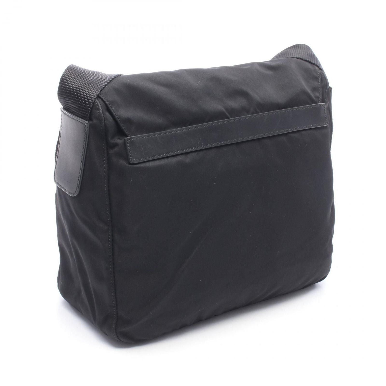 Prada Shoulder Bag Triangle Logo Bag Black Nylon Leather — view 2