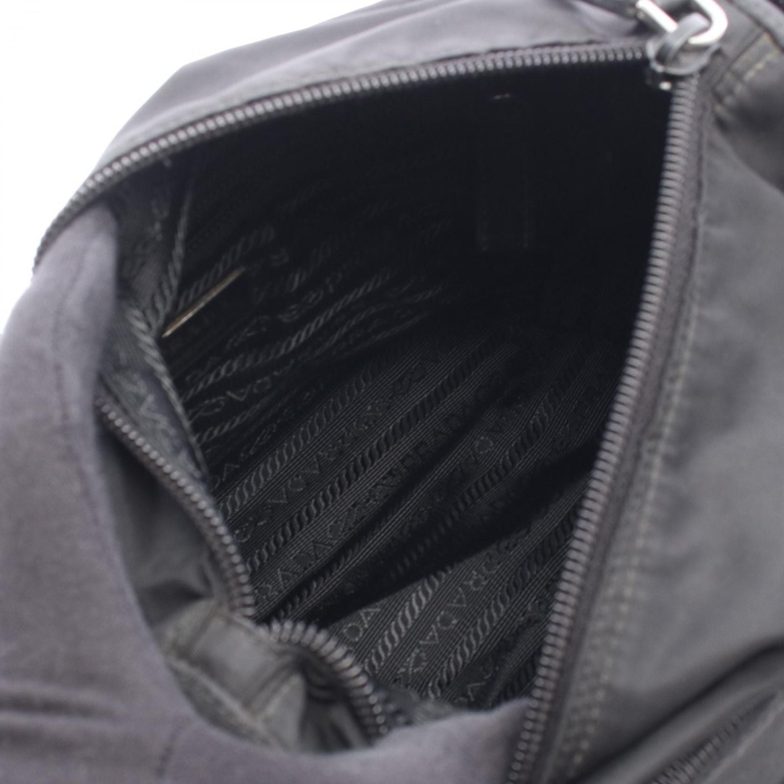Prada Shoulder Bag Triangle Logo Bag Black Nylon Leather — view 3
