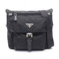 Prada Shoulder Bag Triangle Logo Bag Black Nylon Leather