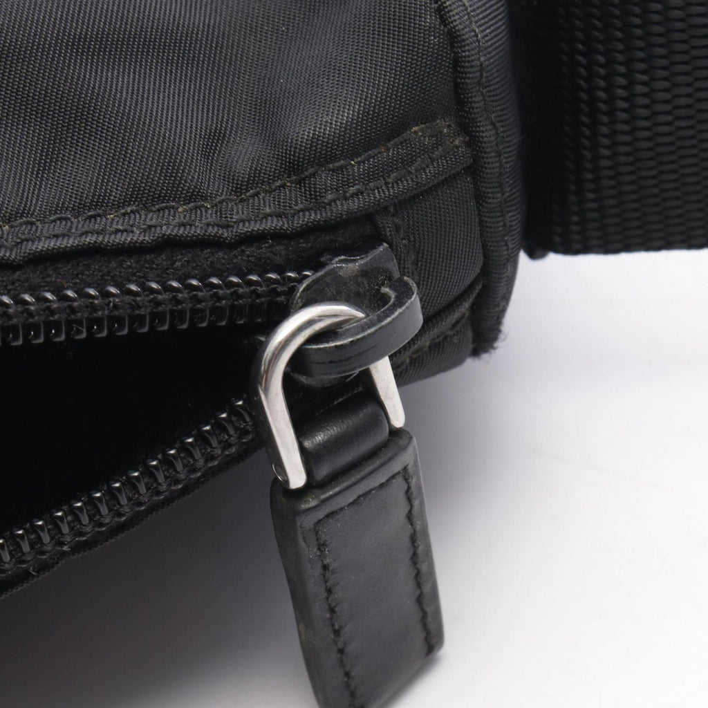 Prada Shoulder Bag Triangle Logo Bag Black Nylon Leather — view 5