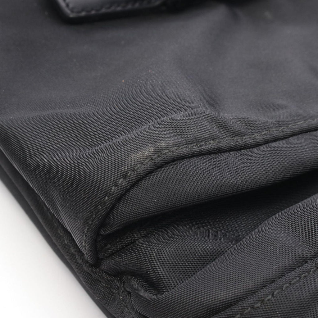 Prada Shoulder Bag Triangle Logo Bag Black Nylon Leather — view 8