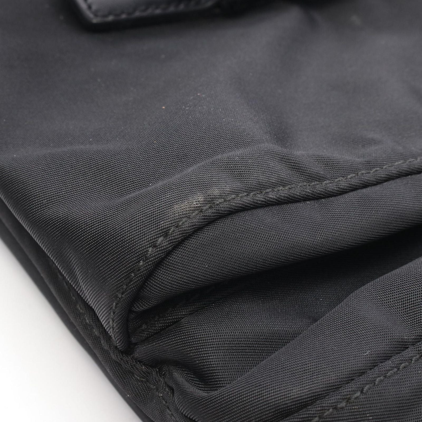 Prada Shoulder Bag Triangle Logo Bag Black Nylon Leather — view 8