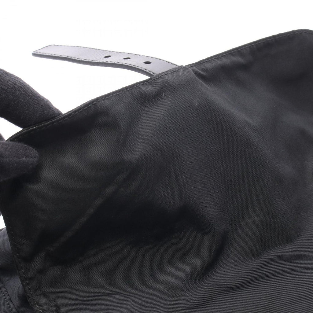 Prada Shoulder Bag Triangle Logo Bag Black Nylon Leather — view 6