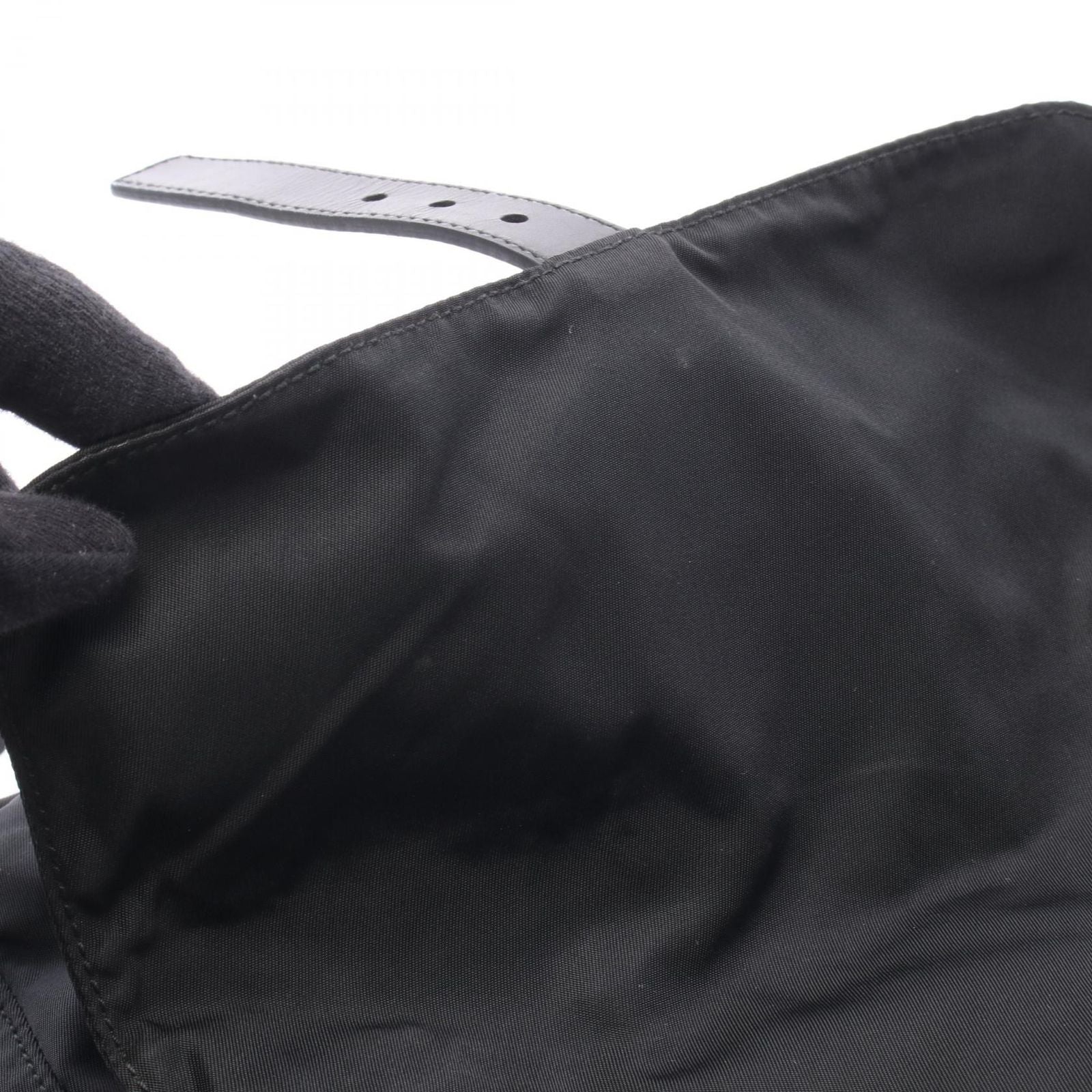 Prada Shoulder Bag Triangle Logo Bag Black Nylon Leather — view 6