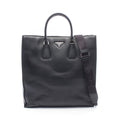 Prada Tote Bag Shopping 2-Way Black Leather Triangle Logo