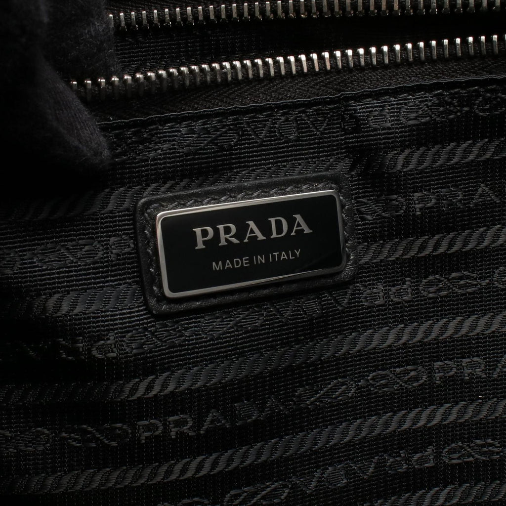 Prada Tote Bag Shopping 2-Way Black Leather Triangle Logo — view 4