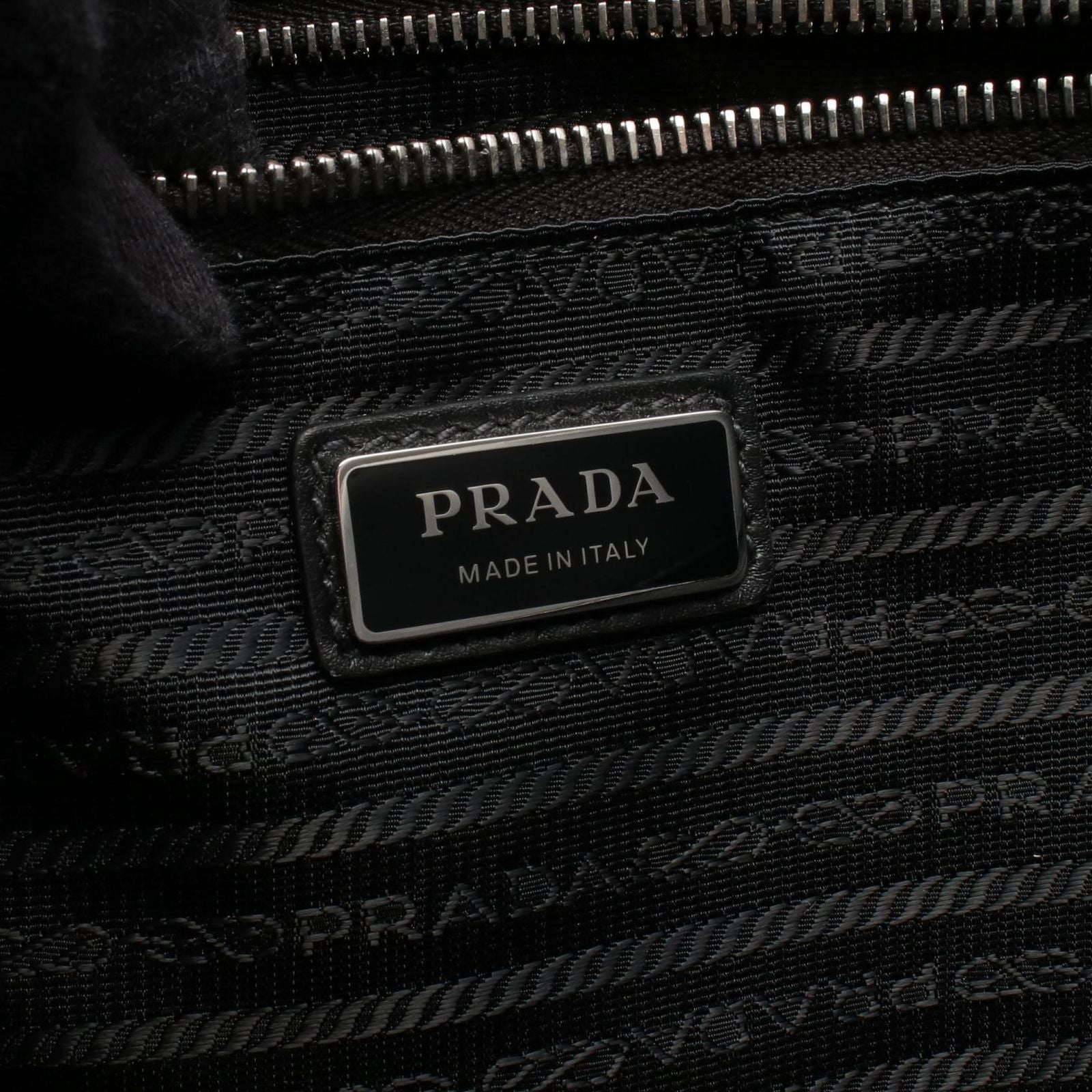 Prada Tote Bag Shopping 2-Way Black Leather Triangle Logo — view 4