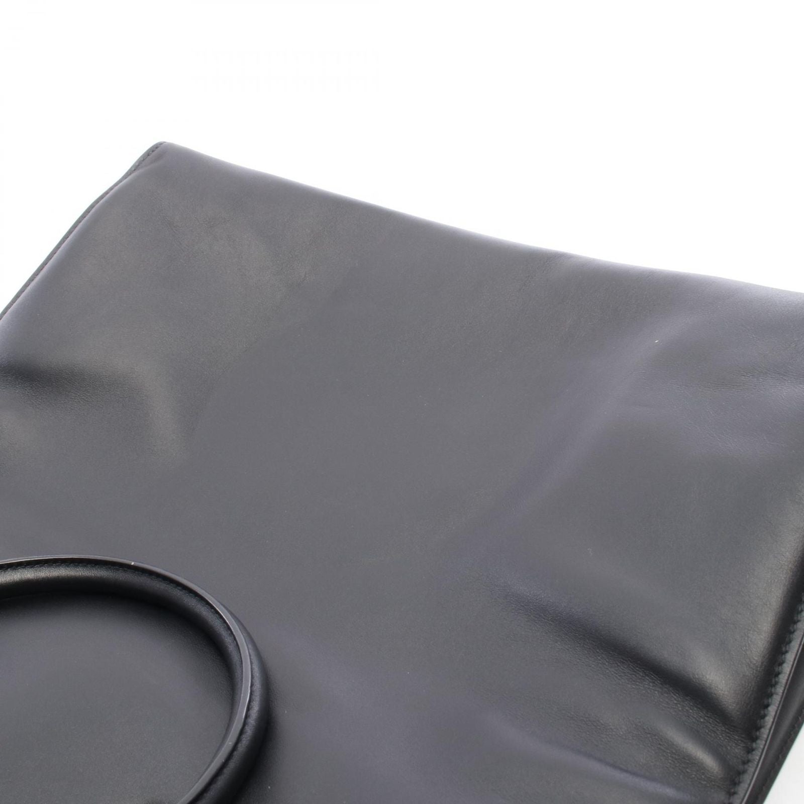Prada Tote Bag Shopping 2-Way Black Leather Triangle Logo — view 6