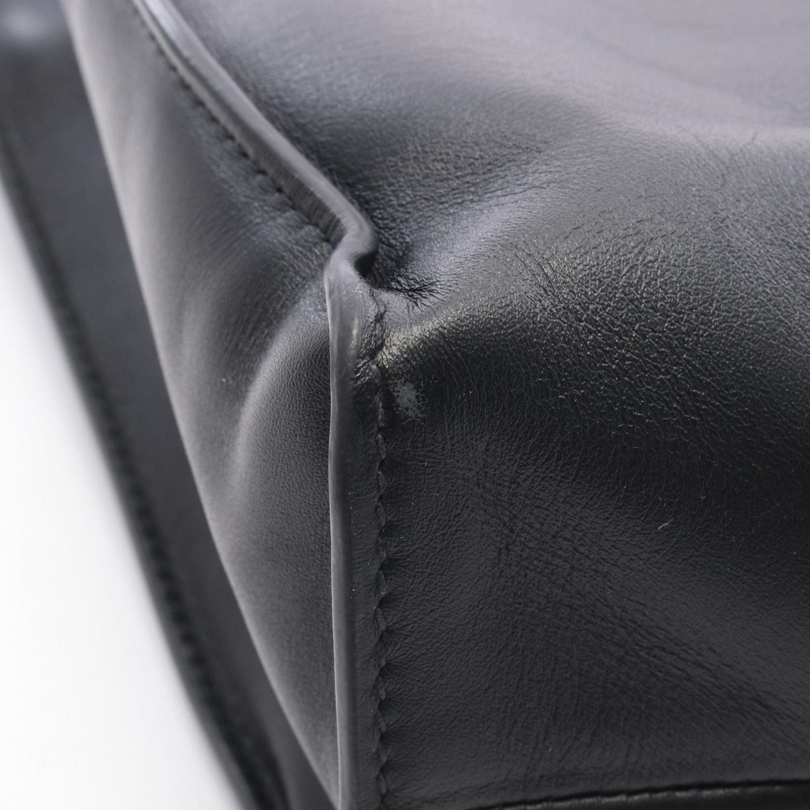 Prada Tote Bag Shopping 2-Way Black Leather Triangle Logo — view 8