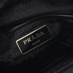 Prada Shoulder Bag Triangle Logo Black Nylon Saffiano Leather — view 4