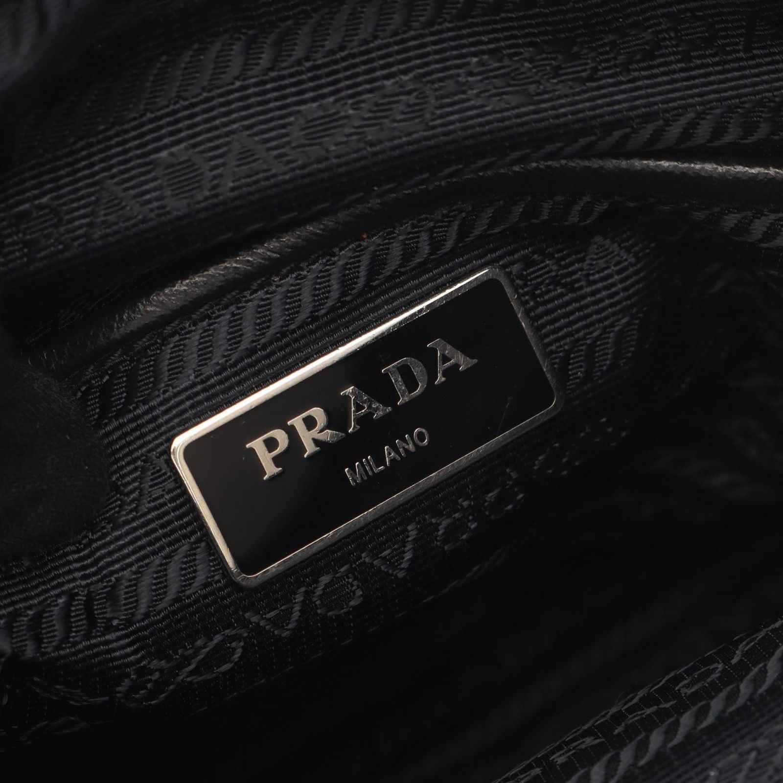Prada Shoulder Bag Triangle Logo Black Nylon Saffiano Leather — view 4