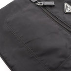 Prada Shoulder Bag Triangle Logo Black Nylon Saffiano Leather — view 8
