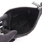 Prada Shoulder Bag Triangle Logo Black Nylon Saffiano Leather — view 3